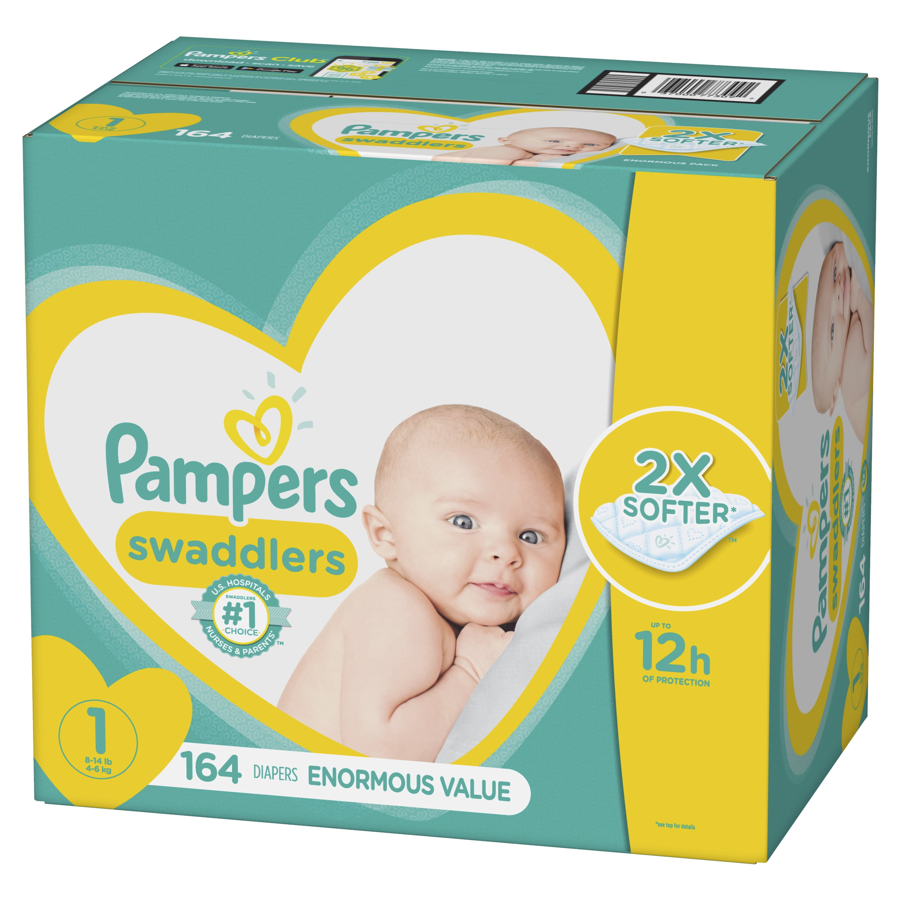Pampers, Newborn Diapers, Size 1, 164 Ct, Soft and Absorbent
