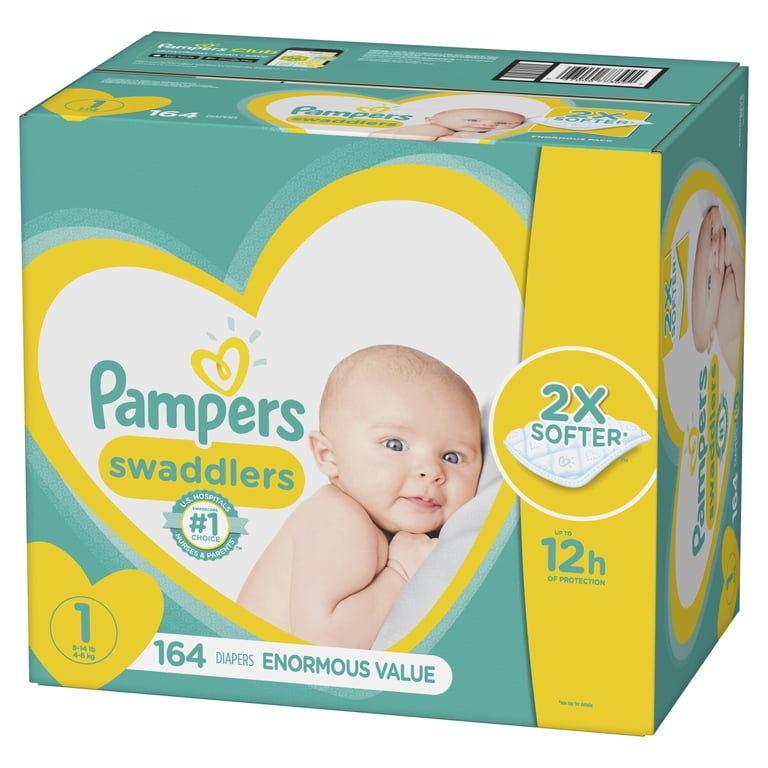 Pampers, Newborn Diapers, Size 1, 164 Ct, Soft and Absorbent