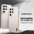 thumbnail image 2 of KADEM For Samsung Galaxy S23 Ultra Case Electroplating Silk Texture PU + TPU Phone Back Cover - Gree, 2 of 5
