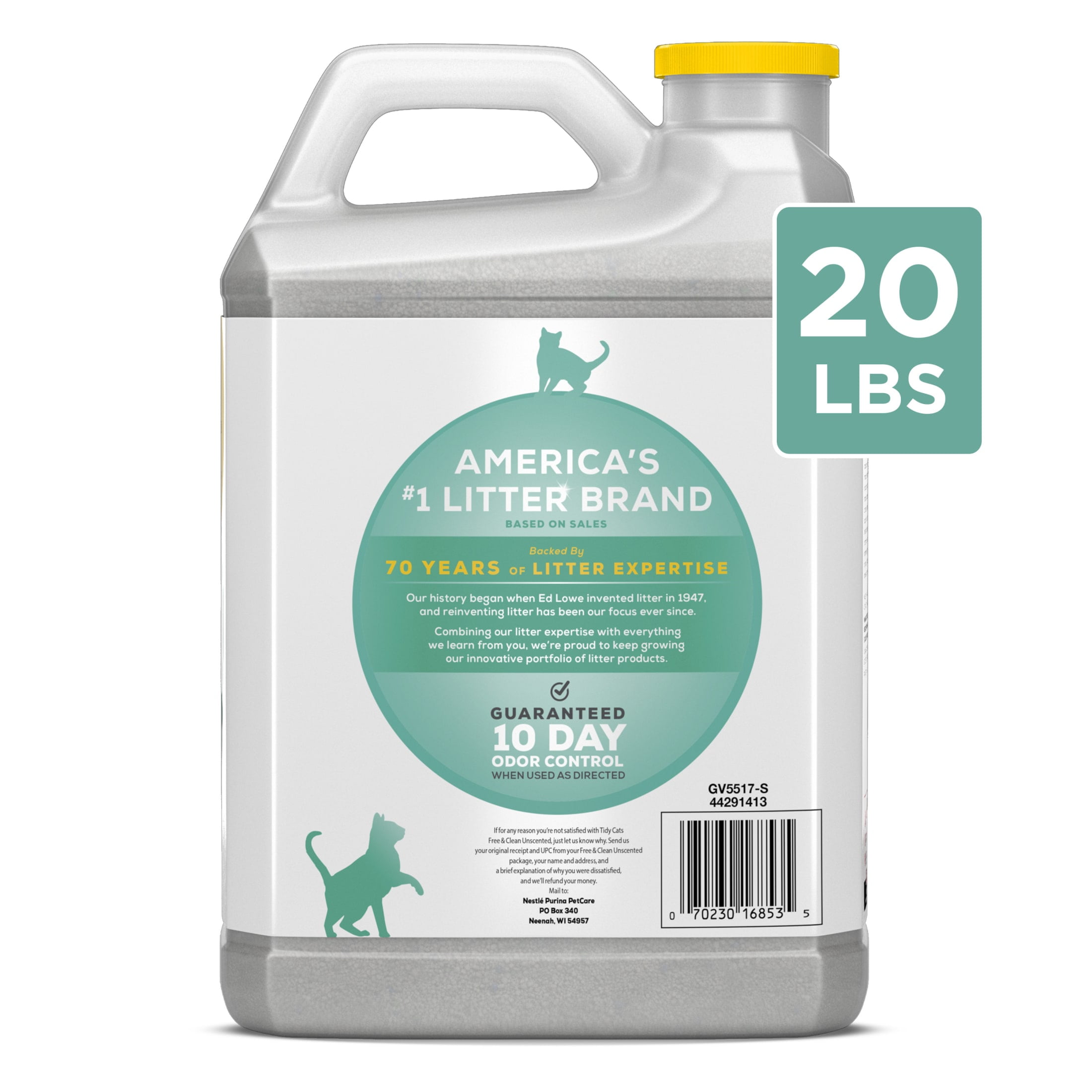 Purina Tidy Cats Free and Clean Clumping Cat Litter, Unscented, 20 lb Jug