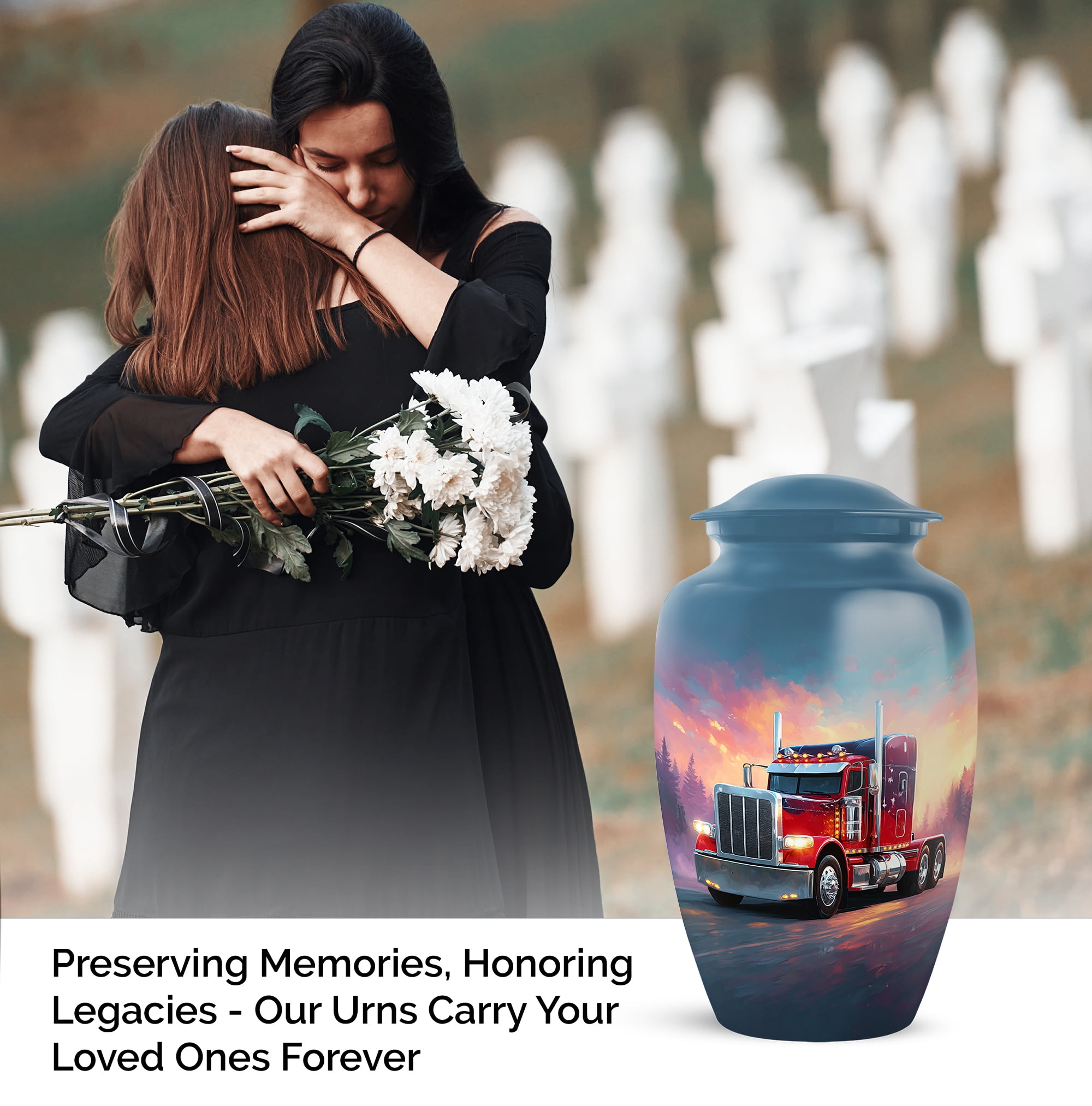 Red Truck Cremation Urn For Human Ashes Adult, Large Urns For Ashes For Men, Memorial Decorative Funeral Urns For Ashes, Tribute Urn For Human Remains (Size, 10 Inch, 1 Pc)