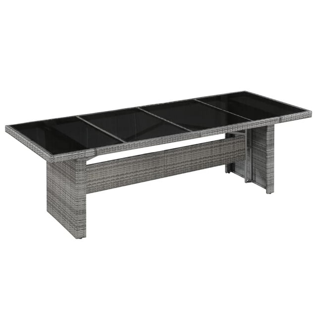 vidaXL Table de Jardin 240x90x74 cm en Rotin Poly et Verre
