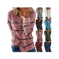 thumbnail image 4 of VSNOW Women Long Sleeve Zip Pullover Striped Tops V Neck Sweatshirt, 4 of 4