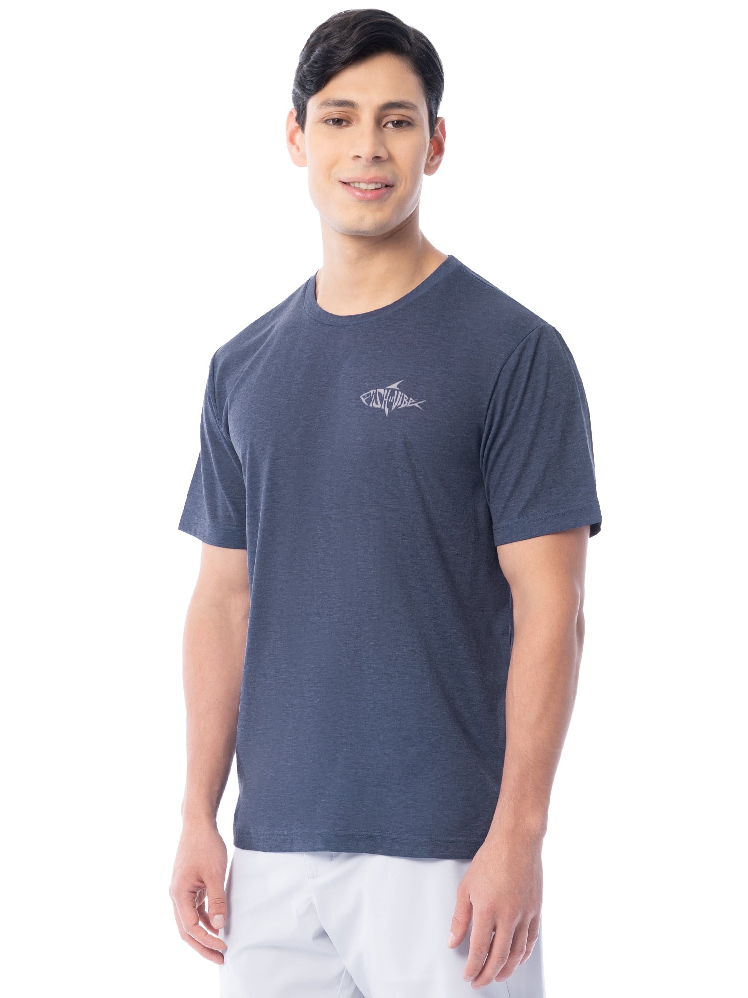 Fish N Vibe Men's Short Sleeve Fishing Performance Outdoor Graphic T-Shirt, Crown Blue, 2XL