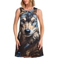 thumbnail image 1 of Easygdp Vintage Blue Floral Wolf para Vestido Transpirable de Mujer, Vestido Suelto de Manga Corta con Pliegues y Bolsillos para el Verano, 1 of 7