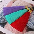 thumbnail image 2 of U8MO 12cm Handwork Rayon Tassel Chinese Knot Car Handbag Pendant DIY-22.Lt Army green, 2 of 5