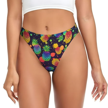 Sigee Colorful Pineapples1 for Women s G-String Panty  Low Rise  Soft Lace Perfect for Everyday Wear or Special Occasions-4X-Large