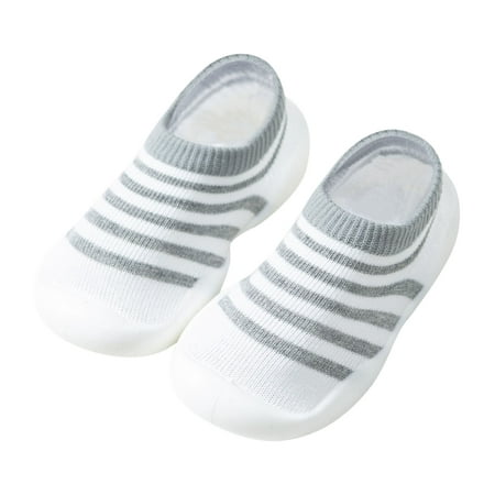 

Yinguo Toddler Kids Baby Boys Girls Shoes First Walkers Striped Plaid Antislip Socks Shoes Prewalker Sneaker Grey 22