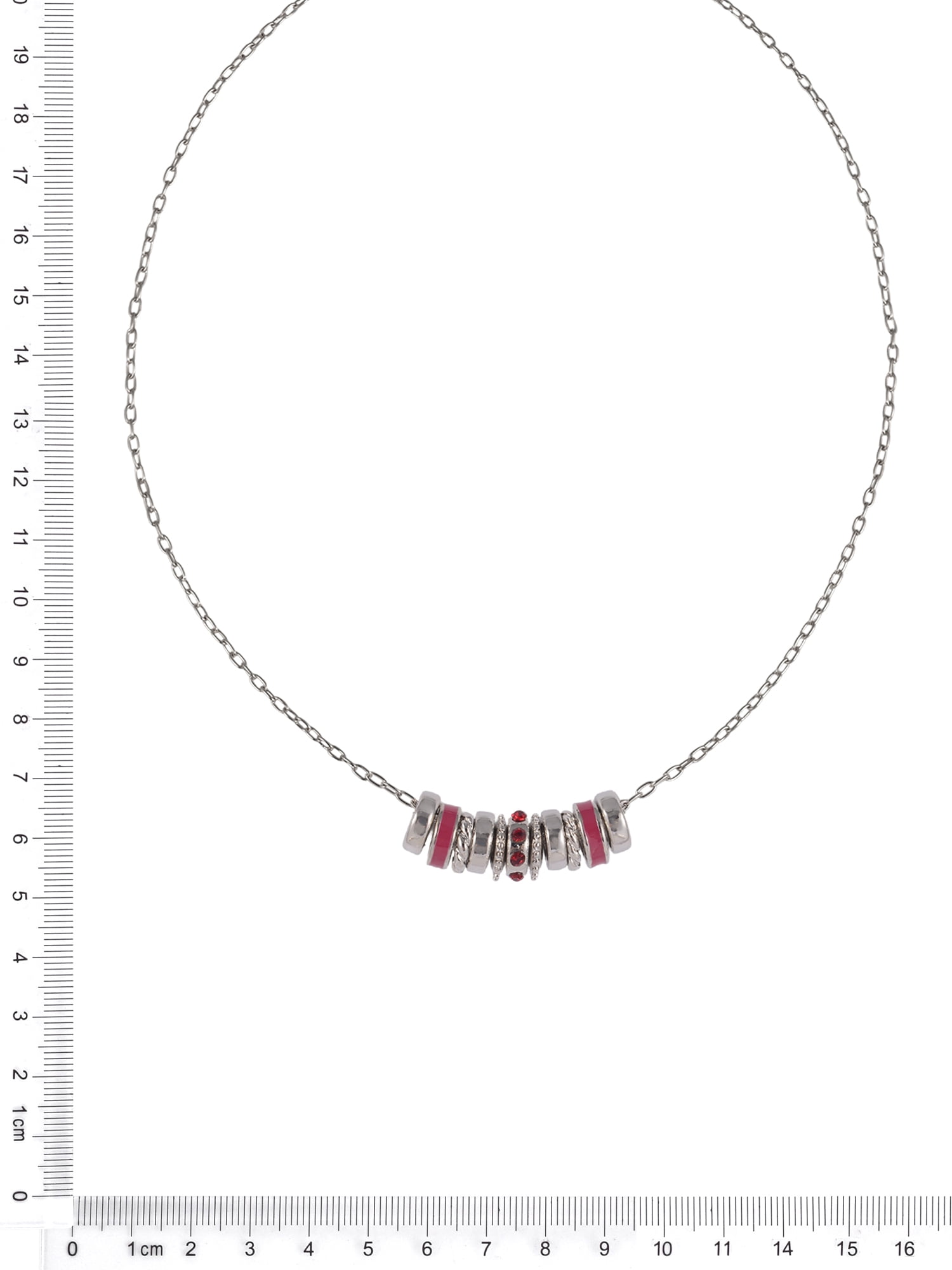 Time and Tru Silvertone Chain with Ruby Birthstone "July" Necklace