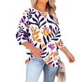 thumbnail image 4 of Xuyuer Plus Size Women Blouses Casual Round Neck 3/4 Sleeve Tops Summer Hollow Out Loose Fitted Blouse for Women 2026, 4 of 6