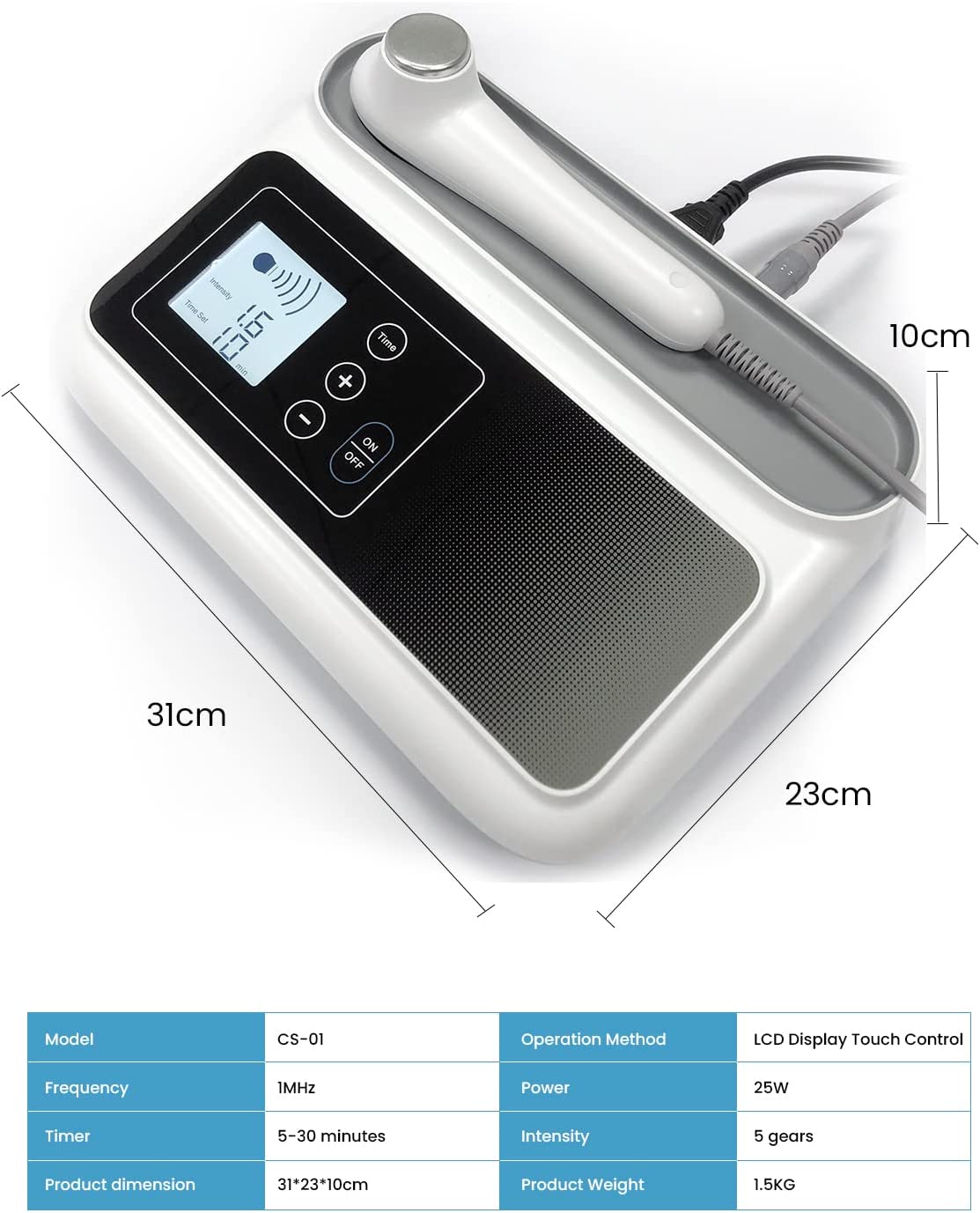 YUNCHI CS01 Ultra-Sound Physical Therapy Machine for Pain, 1 MHz