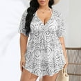 thumbnail image 3 of Vestido Corto de Verano con Cuello en V Impreso de Manga Corta con Doblado Irregular, Falda Corta de Verano, 3 of 4