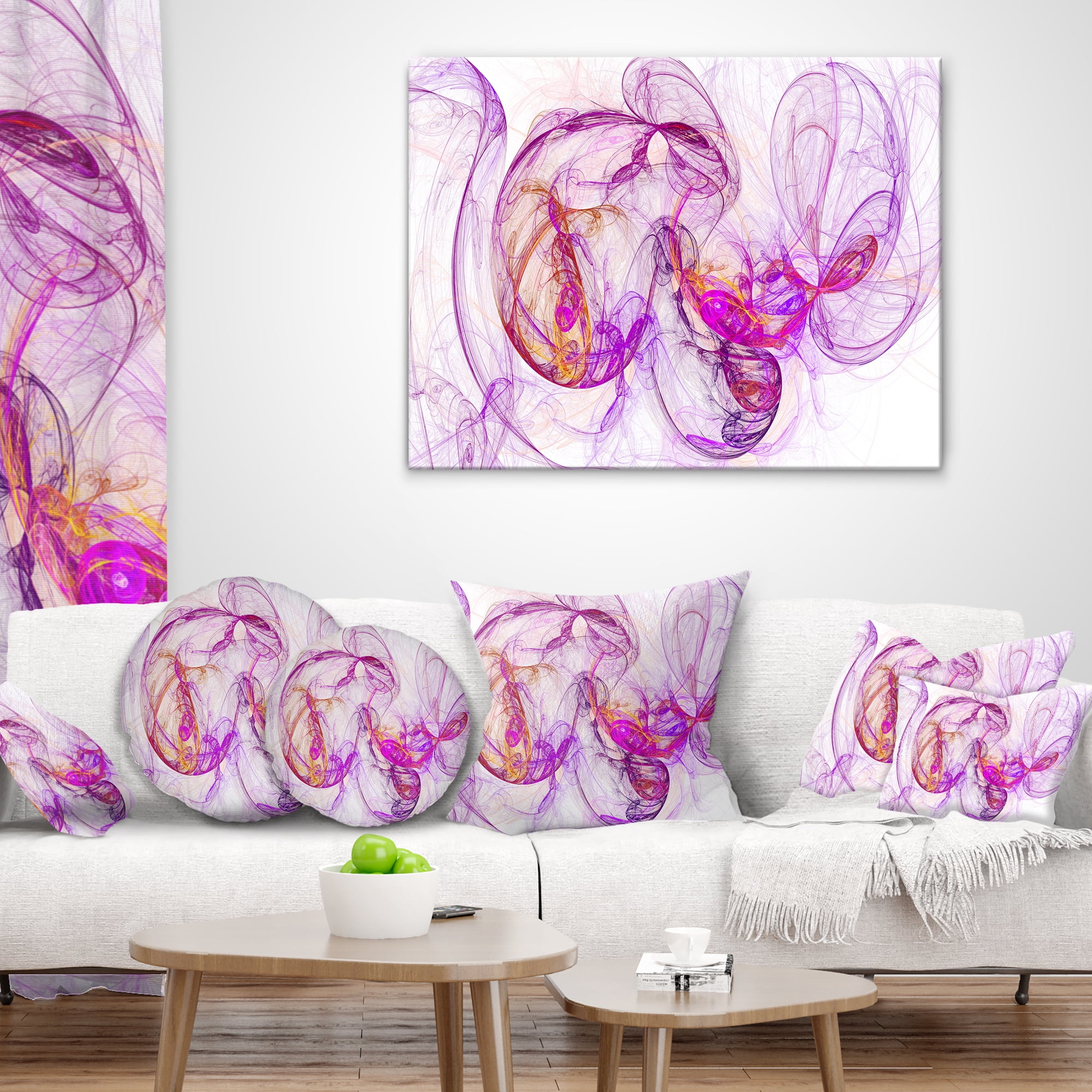 Designart Billowing Smoke Magenta - Abstract Throw Pillow - 18x18