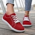 thumbnail image 4 of Unisex Canvas Sneakers Low Top Lace up Non Slip Work Shoes Lightweight Casual Tennis Comfortable Classic Footwear Red Size 9.5, 4 of 6