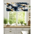 thumbnail image 2 of Blue Gold Abstract Marble Texture Kitchen Valances for Windows Modern Fluid Art Line Valance Curtains&nbsp; for Kitchen /Living Room/Bedroom/ Bathroom Decor, 42"x12 " ,Rod Pocket 1 Panel,, 2 of 8