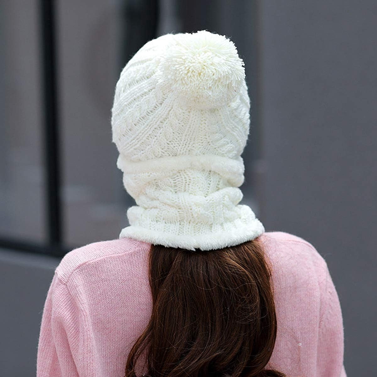 YooGuoGuo Women Winter Beanie Hats One Piece Fleece Lined Knit Balaclavas Mask Set Skull Neck Circle Scarf Ski Snow Hat Pompom
