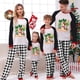 thumbnail image 3 of Pijamas familiares navideños a juego, conjuntos de pijamas a cuadros blancos y negros, muñeco de nieve, Navidad en julio, 3 of 4