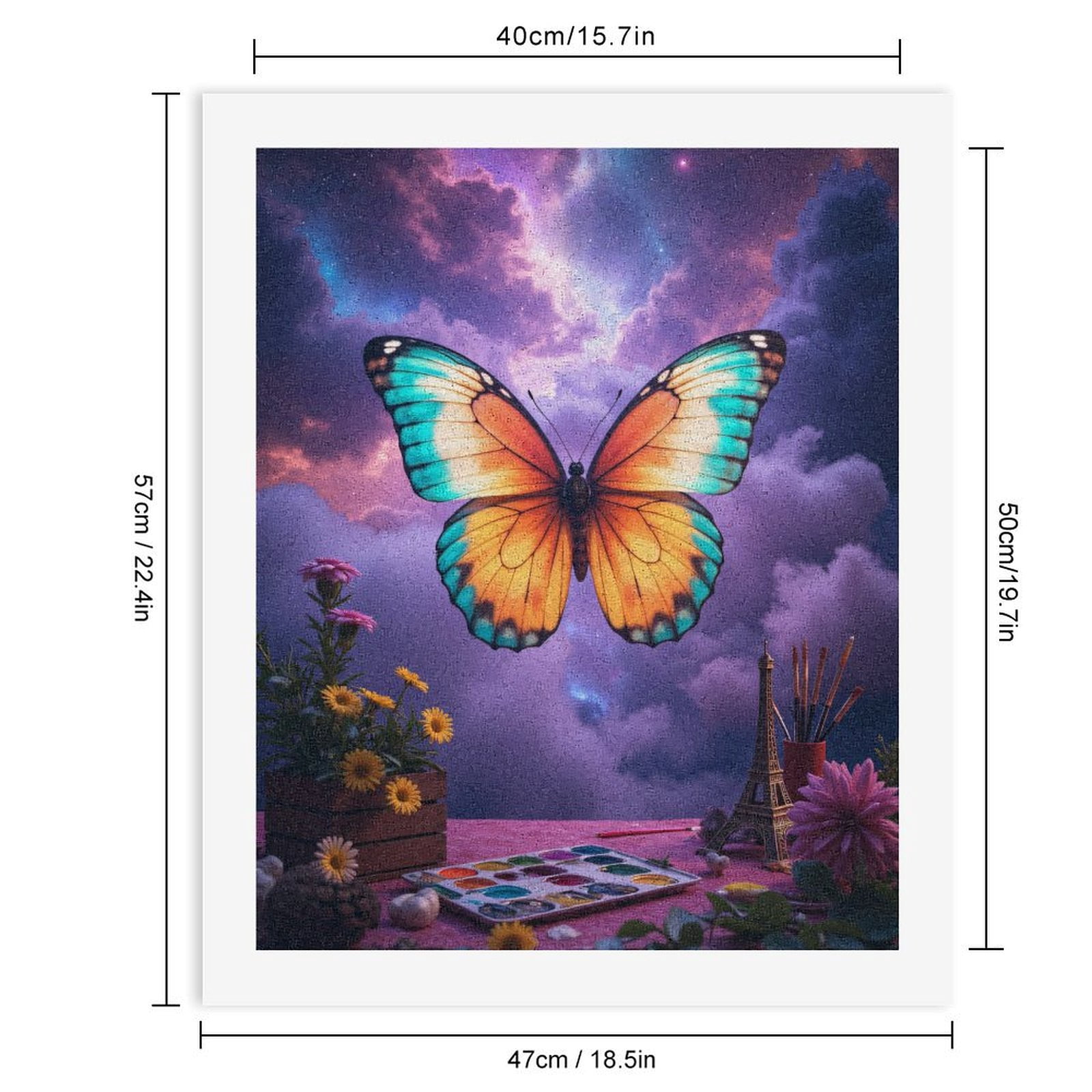 Paint By Numbers Kit for Adults Beginner - Butterfly Colorful Sky Art Flowers DIY Canvas Painting Kits for Adults, Frameless Paint By Number for Adults for Home Wall Decor 16x20 Inch