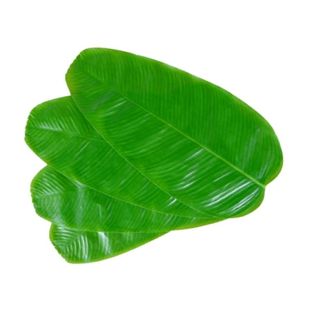 

4pcs Simulation Banana Leaf Placemat Table Mat Artificial Leaves or Hawaiian Luau Jungle Party Supplies Table Decorations (Green)