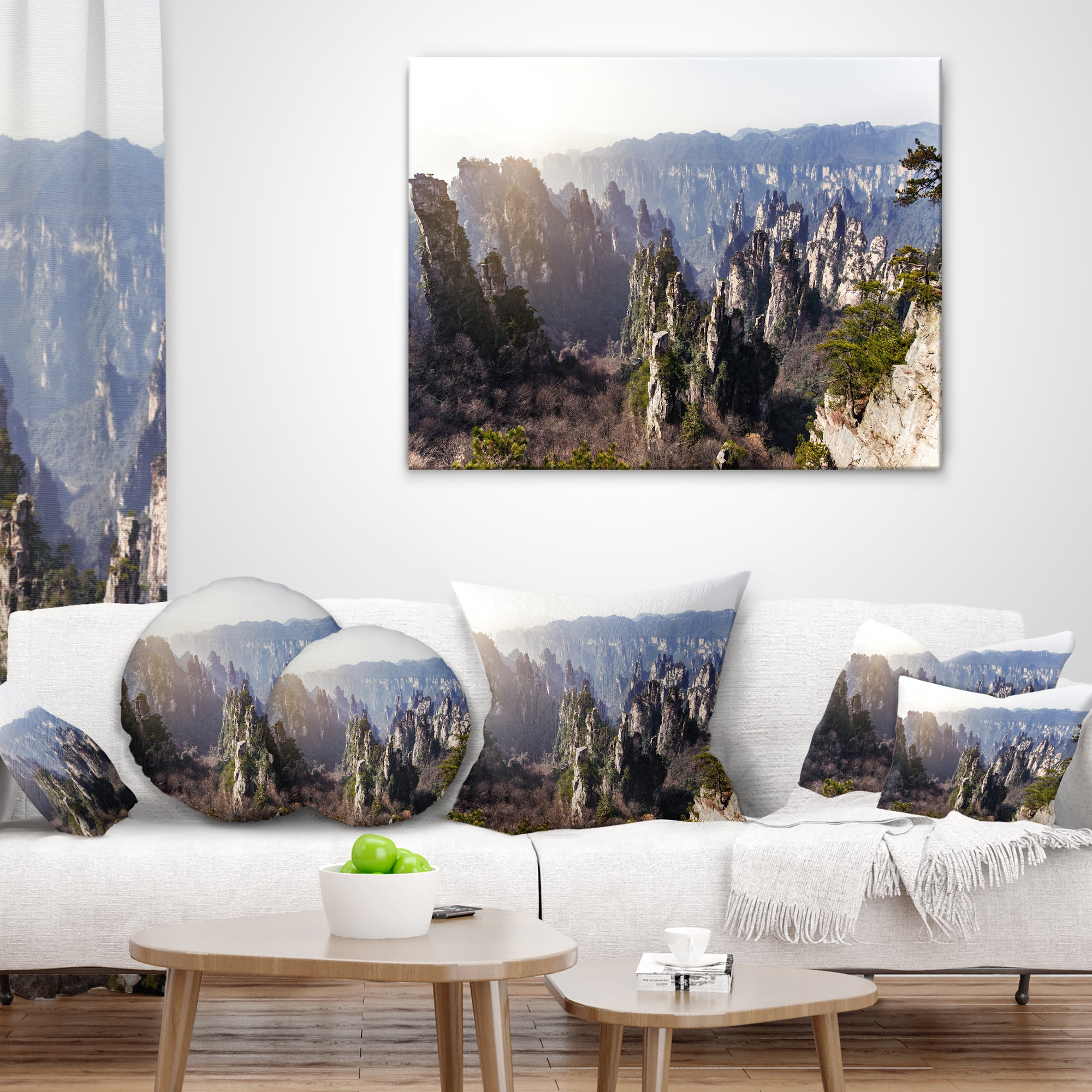 Designart Zhangjiajie National Forest Park - Landscape Printed Throw Pillow - 12x20