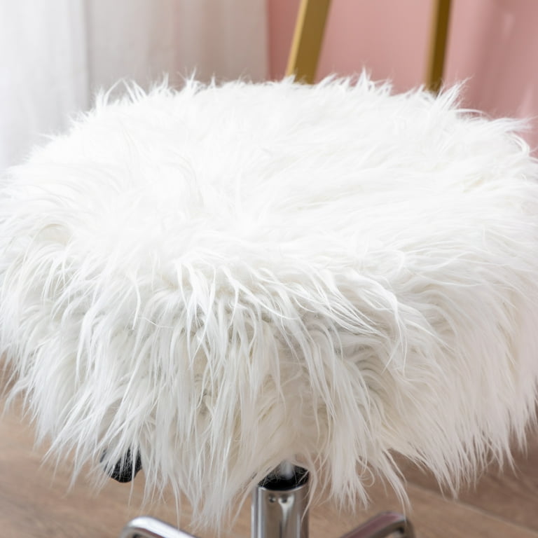 White fluffy online stool chair