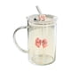 thumbnail image 1 of Vaso de agua de vidrio de 1 litro con tapa y pajita, vaso grande de 35 onzas con decoración de mariposa desmontable, vaso reutilizable para bebidas frías, ideal para el hogar, la oficina y, 1 of 6