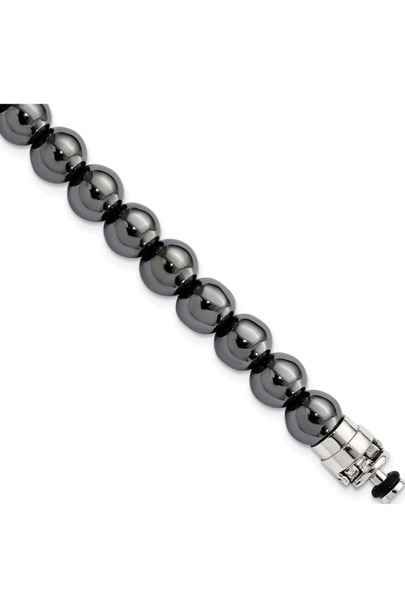 Sterling Silver Reflections 8Mm Hematite Beaded 8.5In Bracelet/Bead Not Included, Sold Seperately (Width 8) (Length 8.5) - Jbsp