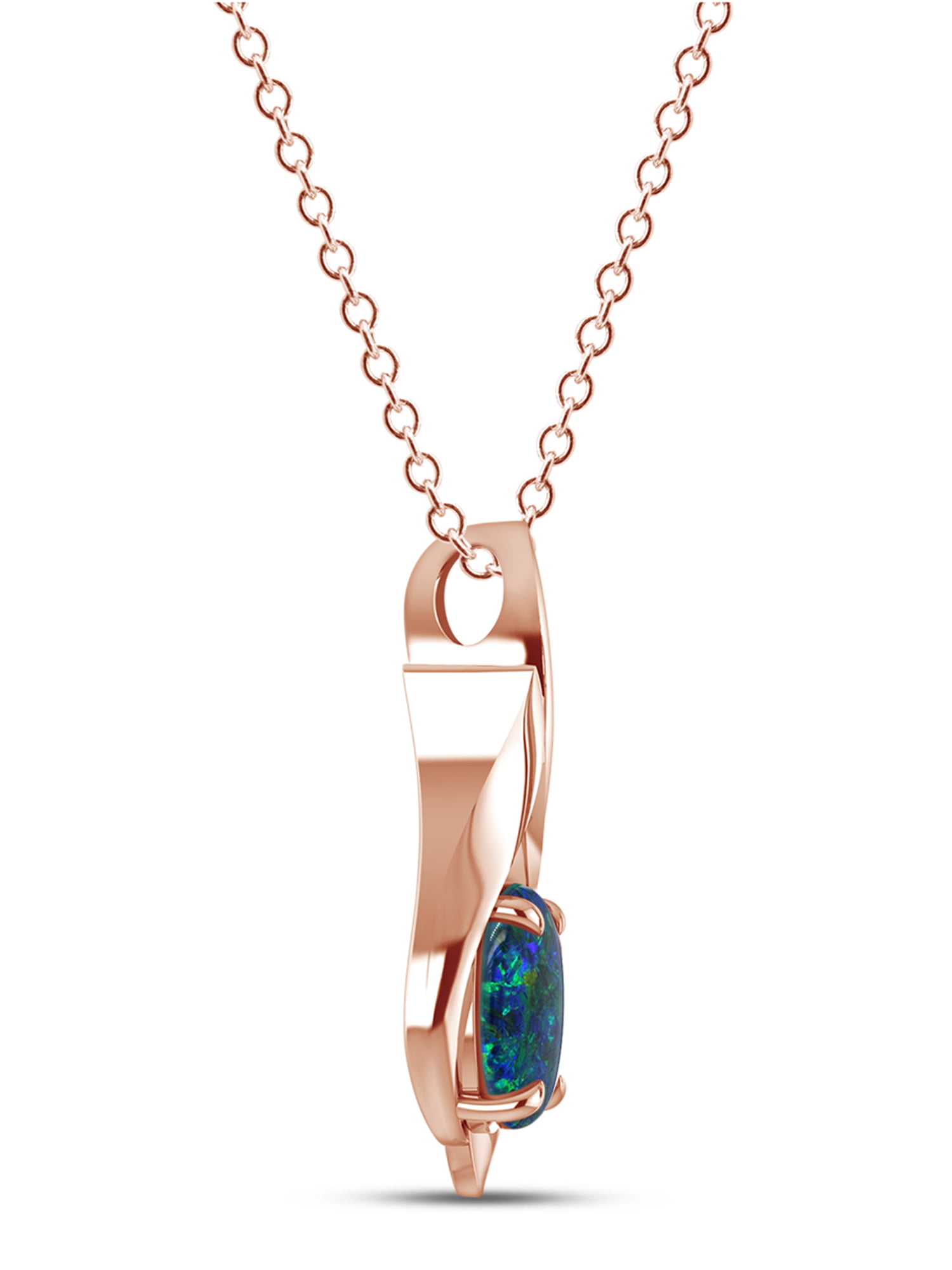 GEMVIO Collection 1 3/4 CTTW 10X8MM Oval Cut Australian Natural Triplet  Opal Gemstone Solitaire Pendant Necklace in 10K Solid Rose Gold Women  Jewelry 