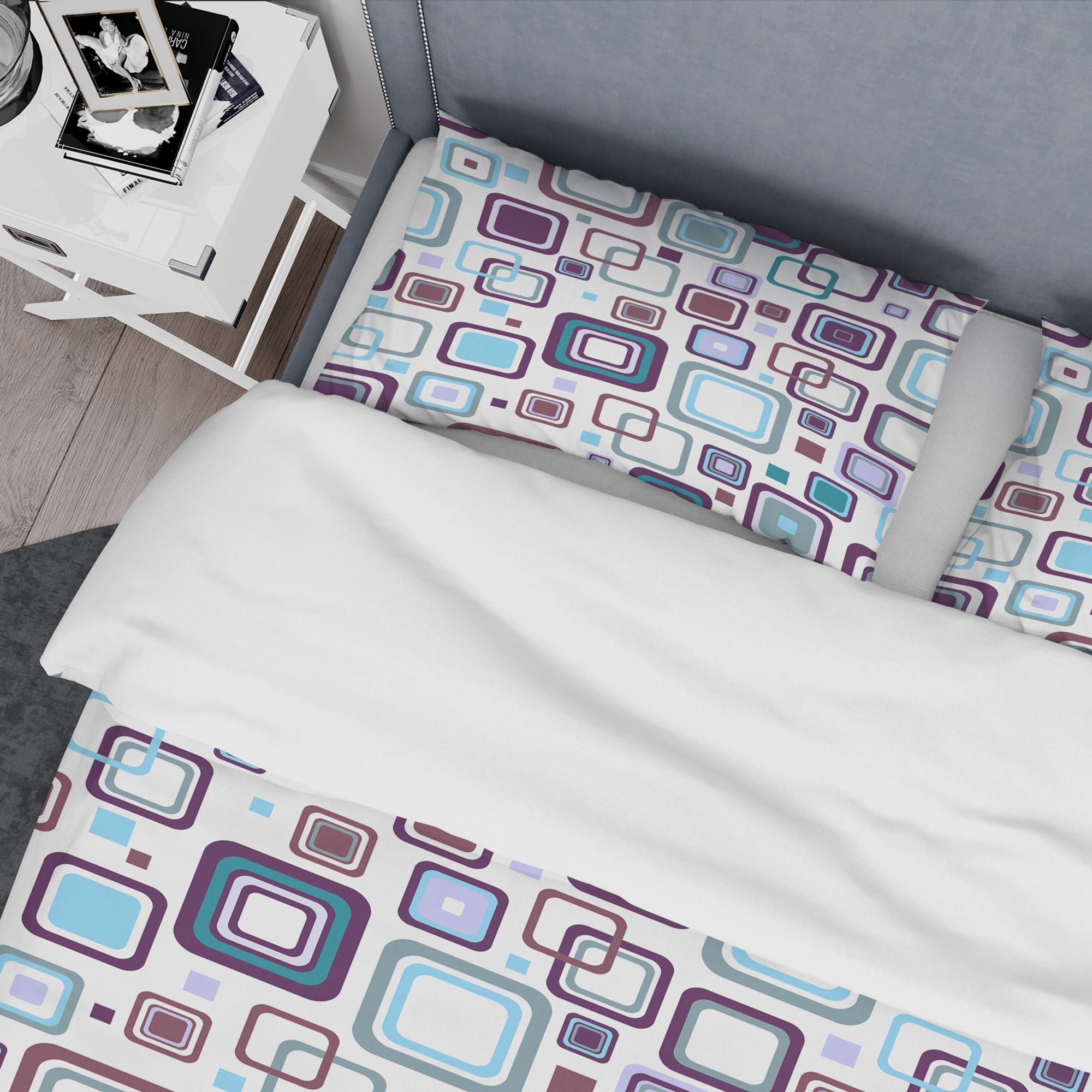 Designart 'Retro Square Design I' Mid-Century Modern Duvet Cover Set