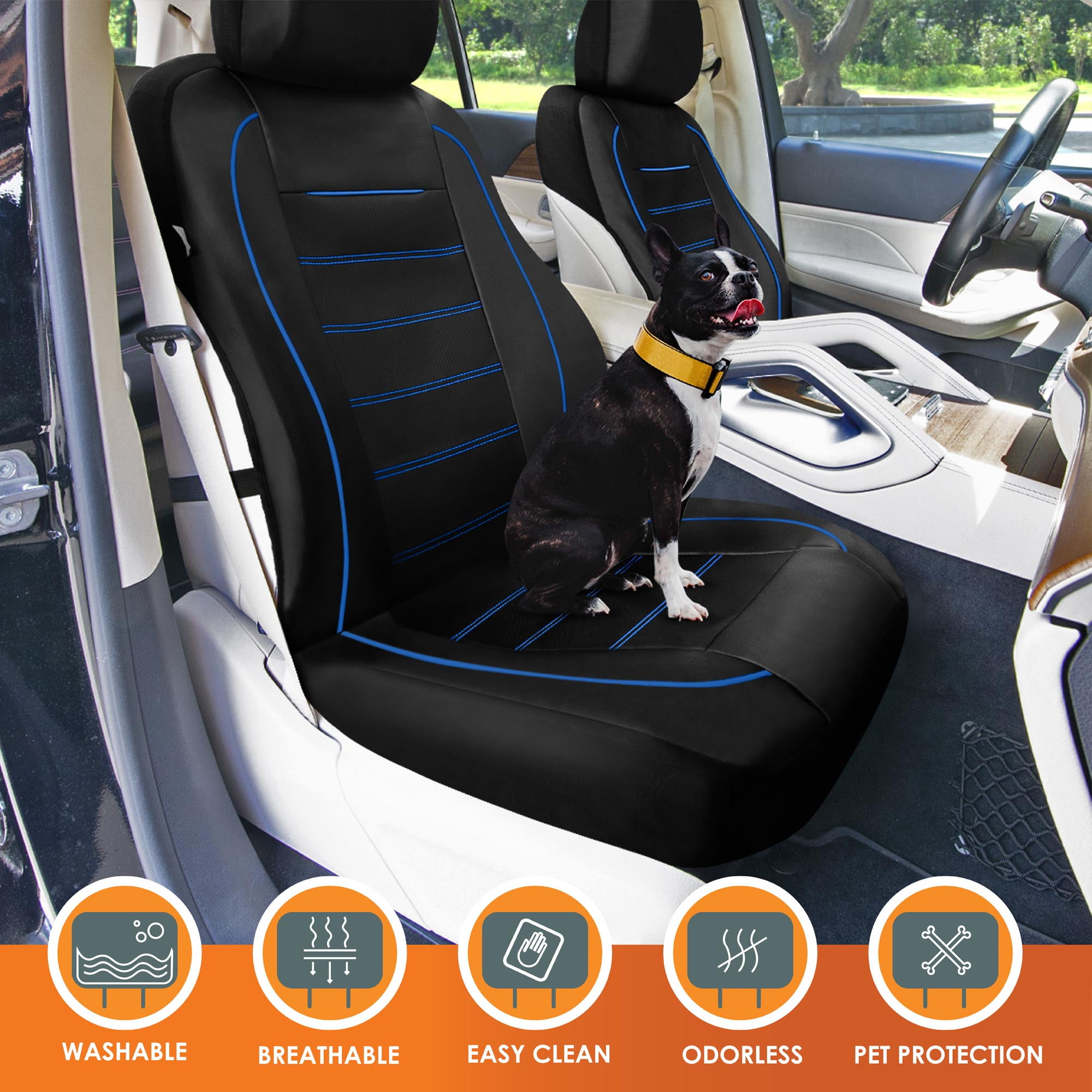 Universal Fit Car Seat Cover – Full Set of Automotive Car Seat Covers, Premier Leatherette Seat Covers, Water-resistant Seat Protector for Cars, Trucks, SUVs and Vans