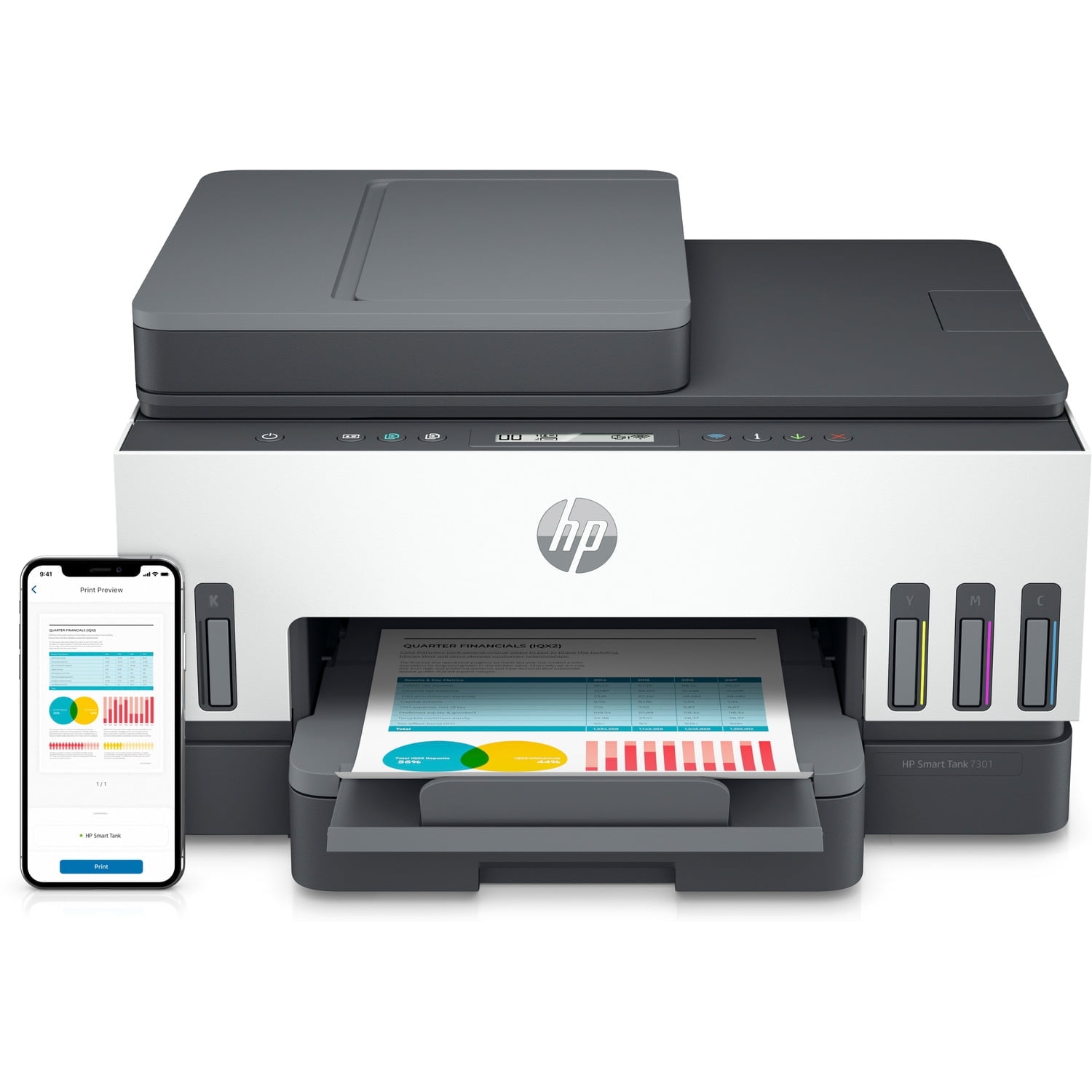 HP Smart Tank 7301 Wireless All-in-One Cartridge-free Ink Tank Printer with up to 3 years of ink included, AI-capable (28B70A)