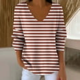 thumbnail image 5 of ZUKMRJPC Women's Plus Size Striped T-Shirts Long Sleeve V-Neck Casual Loose Fit Pullover Tops Fall Fashion Soft Comfy Basic Tee Shirts, 5 of 6