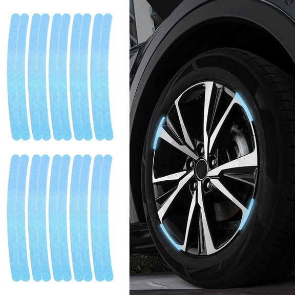 Uxcell 20pcs Car Wheel Reflective Decorative Strip Night Safety Warning Stickers (Bright Blue)- Warning & Decoration, for Generally Cars Trucks Motors Bicycles, Self Adhesive