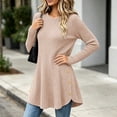 thumbnail image 6 of Kadlawus Women Fall Winter Long Sleeve Ribbed Sweater Casual Crew Neck Pullover Ladies Chunky Knit Cozy Stretch Fit for Weekend Outdoor Date Evening Stroll, Khaki L, 6 of 6