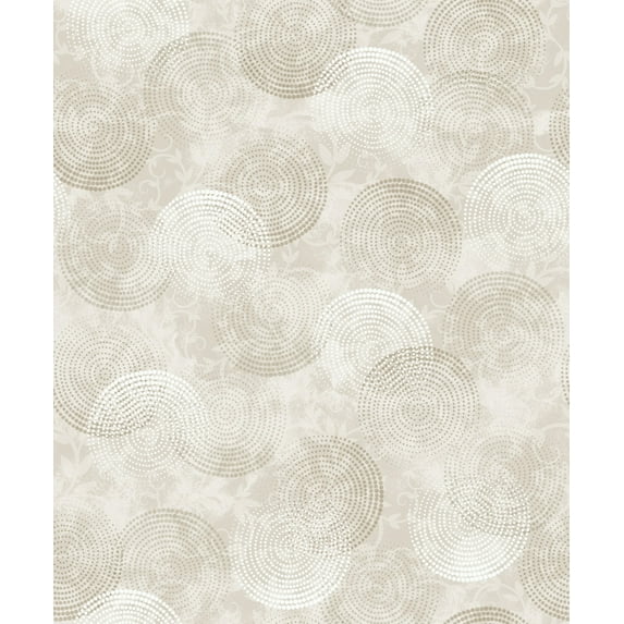 Dundee Deco Wallpaper Roll - Abstract White, Brown Circles, Dots, 21 in x 33 ft