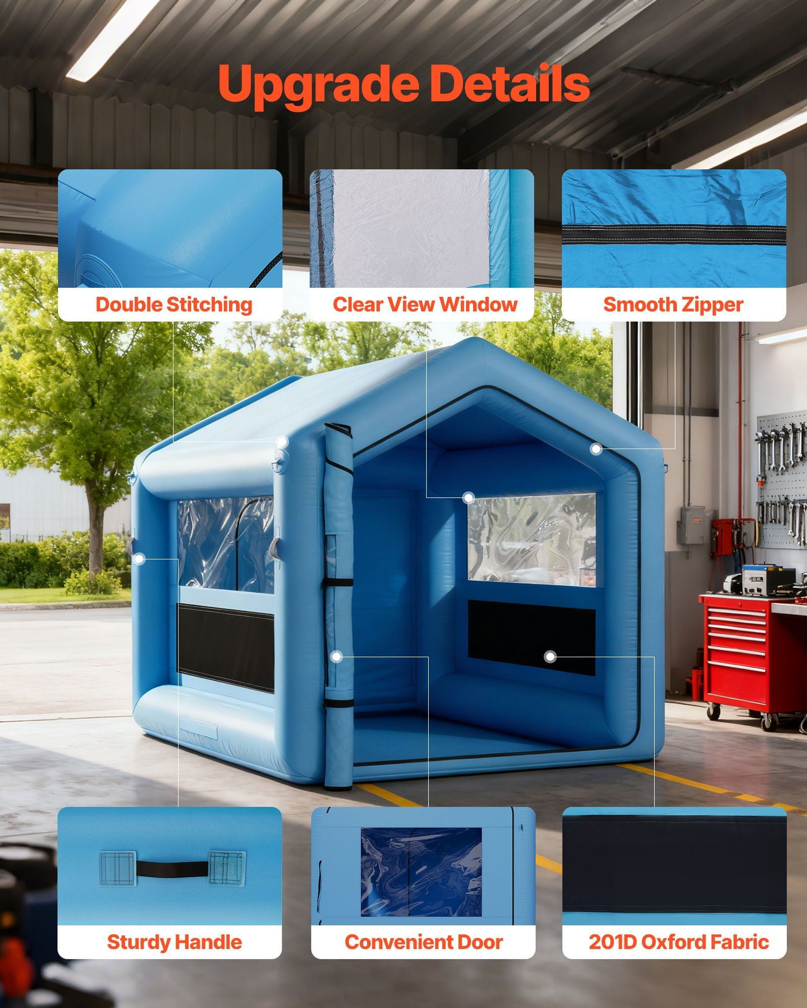 Inflatable Paint Booth 9.84x8.2x8.2ft with 550W Blower Air Filter System Triangular Roof for Bicycle Motorcycle Automotive Painting