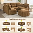 thumbnail image 4 of Harper & Bright Designs Modular Sectional Sofa Set with Ottoman, L-Shaped Couch with USB, Chenille Upholstered Sectional Sofa with Phone Holder for Living Room, Brown, 4 of 20