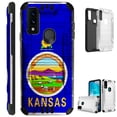 thumbnail image 1 of Compatible with AT&T Maestro 3 Brushed Metal Texture Hybrid Silver Guard Phone Case Cover (Kansas Flag), 1 of 2