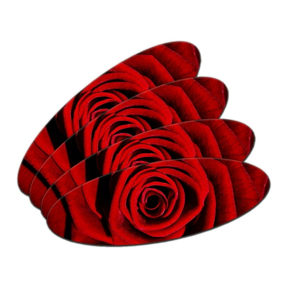 Red Rose Petals Double-Sided Oval Nail File Emery Board Set 4 Pack