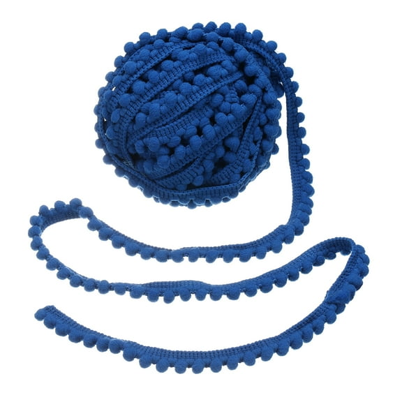 Uxcell 8.5 Yards Pom Pom Trim Ribbon, 0.5" Wide Bright Blue Pom Pom Ball Fringe Trim Ribbon for DIY Crafts Curtain Clothes Pillow Home Decoration