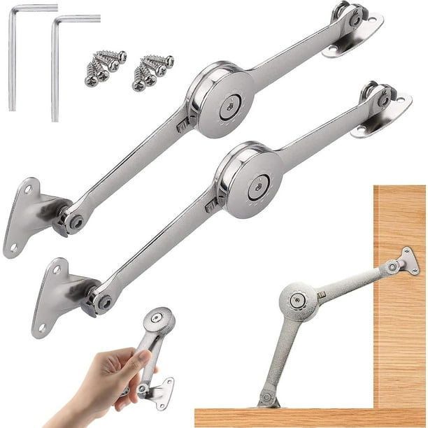 Bisagras para puerta de armario, 2 piezas Bisagra de soporte de tapa de cierre suave con tornillos y llave Allen, soporte de bisagra para muebles, bisagra de soporte de tapa para armario