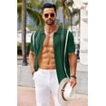 thumbnail image 4 of COOFANDY Mens Knit Polo Casual Stylish Collared Shirt Short Sleeve Crochet Button Down Shirt Beach Vacation Striped Shirts, 4 of 6