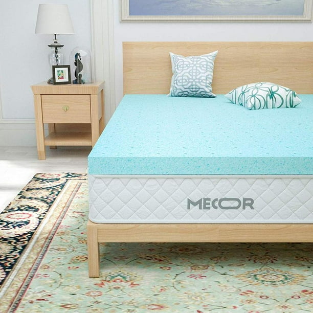 4 Inch Mattress Topper King 4 100 Gel Infused Memory Foam Mattress Topper King Size Blue Walmart Com