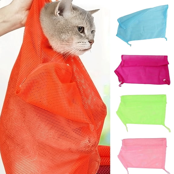 Pet Enjoy Cat Shower Net Bag,Cat Grooming Bathing Bag Adjustable Cat Washing Bag,Multifunctional Cat Restraint Bag Prevent Biting Scratching for Bathing Grooming