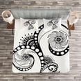 thumbnail image 3 of Ambesonne Folkloric Quilted Bedspread Set 3 Pcs, Body Art Doodle, Queen Size, White Black, 3 of 3
