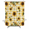 thumbnail image 2 of Sunflower Flower Shower Curtain for Bathroom Decor, Green Leaf Orange Plaid Farm Plant Spring Waterproof Fabric Shower Curtain, 72"x84" Set with 12 Hooks, 2 of 9