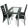 thumbnail image 5 of Thowdee 5 Piece Modern Glass & Metal Stainless Steel Dining Table with Chair Black, 5 of 10