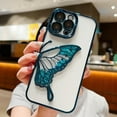 thumbnail image 2 of Compatible with iPhone Case,Glitter Electro Plated Butterfly Liquid Sand Clear Camera Lens Protection Soft Shockproof Cover Phone Case (Green,iPhone 12 Pro), 2 of 5