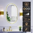 thumbnail image 3 of 24 x 36 Inch Oval Backlit LED Bathroom Mirror with Anti-Fog, 3 Colors Light, Dimmable, Wall Mounted Lighted Bathroom Vanity Mirror, Backlit + Front Lit Smart Makeup Mirror with Touch Switch, 3 of 10