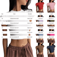 thumbnail image 3 of GZWYHT Women's Short Sleeve Shirts Summer Crop Tops Crewneck T Shirt Basic Tees Going Out Tops Slim Fit Clothes Pink M, 3 of 5